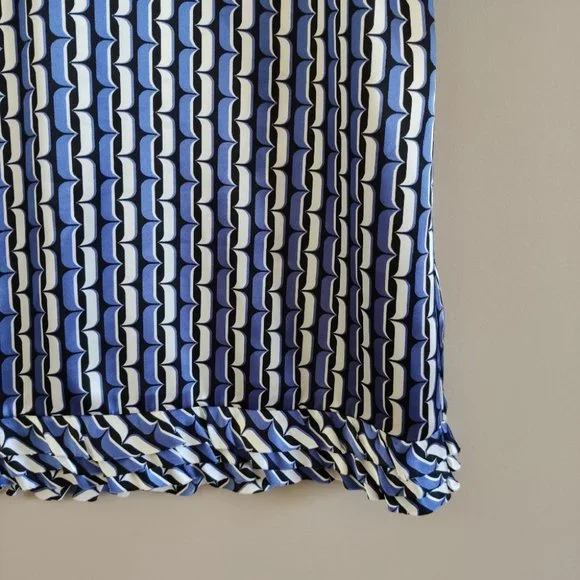 Nine West Satin Geometric Pattern Ruffle Dress 10 - Picture 3 of 8